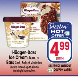 Jewel-Osco Häagen-Dazs Ice Cream 14 oz. or Bars 3 ct offer