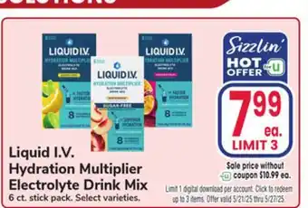 Jewel-Osco Liquid I. V. Hydration Multiplier Electrolyte Drink Mix offer