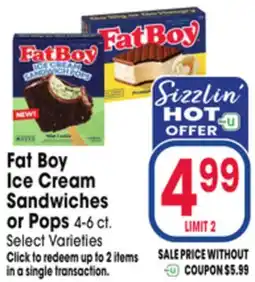 Jewel-Osco Fat Boy Ice Cream Sandwiches or Pops offer