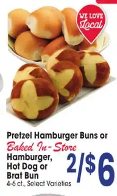 Jewel-Osco Pretzel Hamburger Buns or Hamburger, Hot Dog or Brat Bun offer