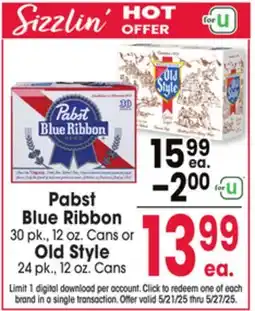 Jewel-Osco Pabst Blue Ribbon 30 pk., 12 oz. Cans or Style pk., 12. Cans offer