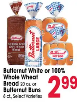 Jewel-Osco Butternut White or 100% Whole Wheat Bread 20 oz. or Butternut Buns 8 ct offer