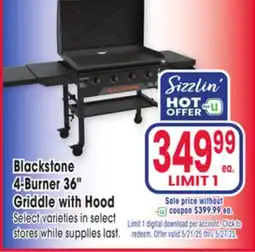 Jewel-Osco Blackstone 4-Burner 36 4-Burner 36 Griddle with Hood offer