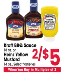 Jewel-Osco Kraft BBQ Sauce 18 oz. or Heinz Yellow Mustard 14 oz offer