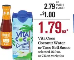 Mariano's Vita Coco Coconut Water or Taco Bell Sauce offer