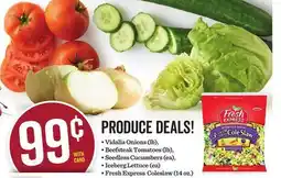 Mariano's • Vidalia Onions (lb), • Beefsteak Tomatoes (lb), • Seedless Cucumbers (), • Lettuce (• offer