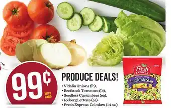 Mariano's • Vidalia Onions (lb), • Beefsteak Tomatoes (lb), • Seedless Cucumbers (), • Lettuce (• offer