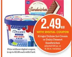 Mariano's Kroger Deluxe Ice Cream or Dairy Dessert Sandwiches offer