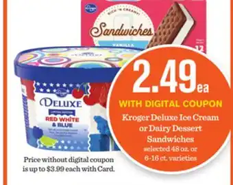 Mariano's Kroger Deluxe Ice Cream or Dairy Dessert Sandwiches offer