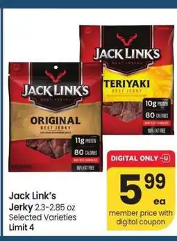 Albertsons Jack Link's Jerky - 2.3-2.85 oz Selected Varieties offer
