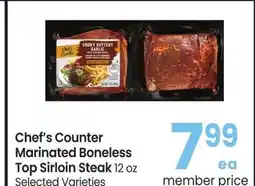 Albertsons Chef's Counter Marinated Boneless Top Sirloin Steak - 12 oz, Selected Varieties offer
