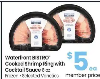 Albertsons Waterfront BISTRO Cooked Shrimp Ring with Cocktail Sauce - 6 oz Frozen • Selected Varieties offer