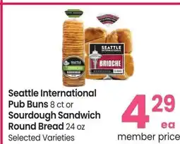 Albertsons Seattle International Pub Buns 8 ct or Sourdough Sandwich Round Bread 24 oz - Selected Varieties offer