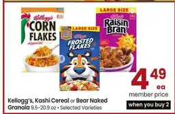 Albertsons Kellogg's, Kashi Cereal or Bear Naked Granola - 9.5-20.9 oz • Selected Varieties offer