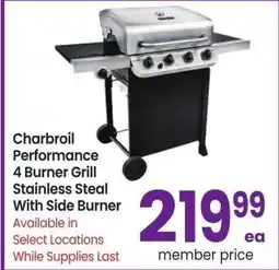 Albertsons Char·Broil Performance 4 Burner Grill - Stainless Steal With Side Burner offer