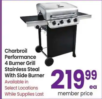 Albertsons Char·Broil Performance 4 Burner Grill - Stainless Steal With Side Burner offer