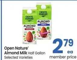 Albertsons Open Nature Almond Milk - Half Gallon Selected Varieties offer