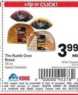 Albertsons The Rustik Oven Bread - 16 oz. Select Varieties offer