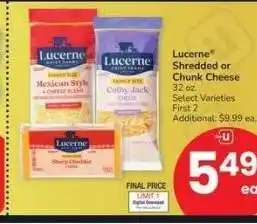 Albertsons Lucerne Shredded or Chunk Cheese - 32 oz. Select Varieties offer