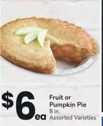 Albertsons Fruit or Pumpkin Pie - 8 in. Assorted Varieties offer
