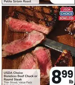 Albertsons USDA Choice Boneless Beef Chuck or Round Steak - Thin Sliced, Value Pack Select Varieties offer