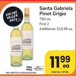 Albertsons Santa Gabriela Pinot Grigio - 750 ml offer
