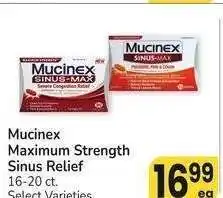 Albertsons Mucinex Maximum Strength Sinus Relief - 16-20 ct. Select Varieties offer