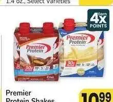 Albertsons Premier Protein Shakes - 4 pk., Select Varieties offer