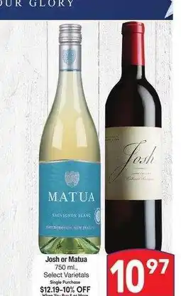 Albertsons Josh or Matua - 750 ml., Select Varietals offer
