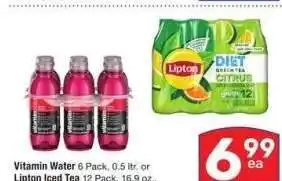 Albertsons Vitamin Water 6 Pack, 0.5 ltr. or Lipton Iced Tea 12 Pack, 16.9 oz. - Select Varieties offer
