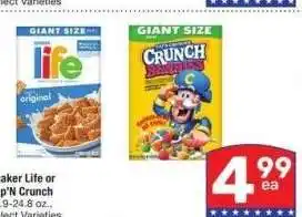 Albertsons Quaker Life or Cap'N Crunch - 23.9-24.8 oz., Select Varieties offer