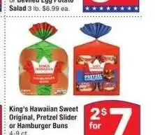 Albertsons King's Hawaiian Sweet Original, Pretzel Slider or Hamburger Buns - 4-9 ct., Select Varieties offer