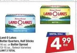 Albertsons Land O Lakes Butter Quarters, Half Sticks 16 oz. or Butter Spread 13-15 oz. - Select Varieties offer