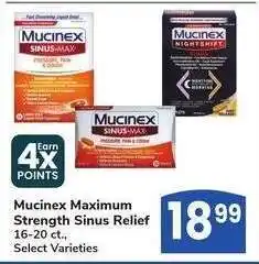 Albertsons Mucinex Maximum Strength Sinus Relief - 16-20 ct., Select Varieties offer