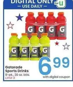 Albertsons Gatorade Sports Drinks - 8 - pk., 20 oz. btls offer