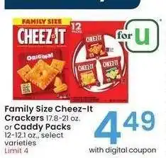 Albertsons Family Size Cheez-It Crackers 17.8-21 oz. or Caddy Packs 12-12.1 oz. - select varieties offer