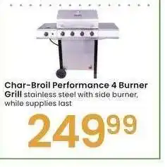 Albertsons Char. Broil Performance 4 Burner Grill - stainless steel with side burner offer