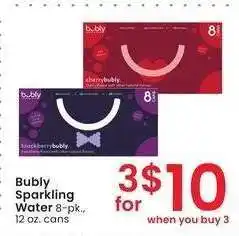 Albertsons Bubly Sparkling Water - 8-pk., 12 oz. cans offer