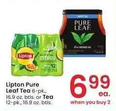 Albertsons Lipton Pure Leaf Tea 6-pk., 16.9 oz. btls. or Tea 12-pk., 16.9 oz. btls offer