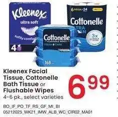Albertsons Kleenex Facial Tissue, Cottonelle Bath Tissue or Flushable Wipes - 4-6 pk., select varieties offer