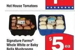 Albertsons Signature Farms Whole White or Baby Bella Mushrooms Jumbo - 20 oz. Pkg offer
