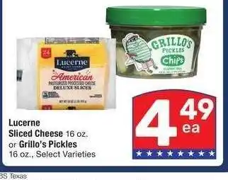 Albertsons Lucerne Sliced Cheese 16 oz. or Grillo's Pickles 16 oz. - Select Varieties offer