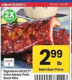 Albertsons Signature SELECT Extra Meaty Pork Back Ribs - Previously frozen offer