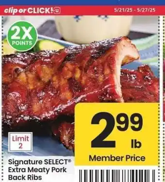 Albertsons Signature SELECT Extra Meaty Pork Back Ribs - Previously frozen offer