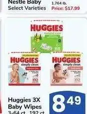 Albertsons Huggies 3x Baby Wipes - 3-64 ct., 192 ct offer
