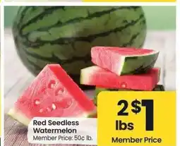 Albertsons Red Seedless Watermelon - Member Price: 50¢ lb offer