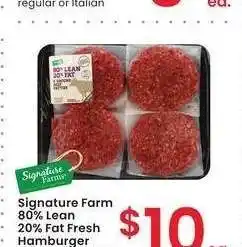 Albertsons Signature Farm 80% Lean 20% Fat Fresh Hamburger Patties - 32 oz., 8 ct offer