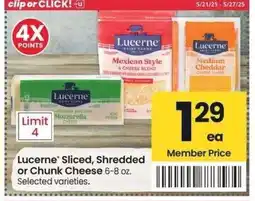 Albertsons Lucerne Sliced, Shredded or Chunk Cheese - 6-8 oz. Selected varieties offer