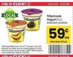 Albertsons Tillamook Yogurt - 6 oz. Selected varieties offer