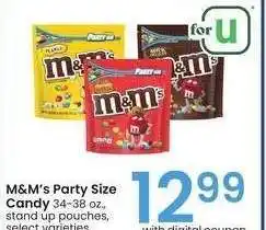 Albertsons M&M's Party Size Candy - 34-38 oz., stand up pouches, select varieties offer